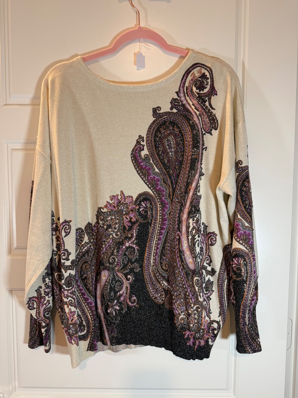 Chicos Paisley Knit Sweater with Bold Pattern